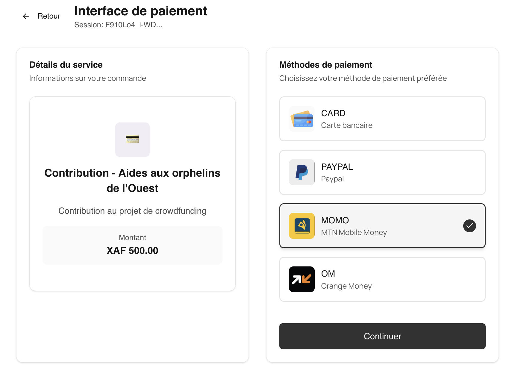 Payment of the first participation